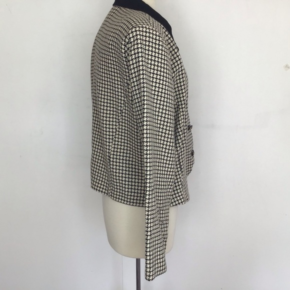 Vintage Melissa cropped black/white houndstooth contrast collar jacket VTG 18 - Picture 3 of 7